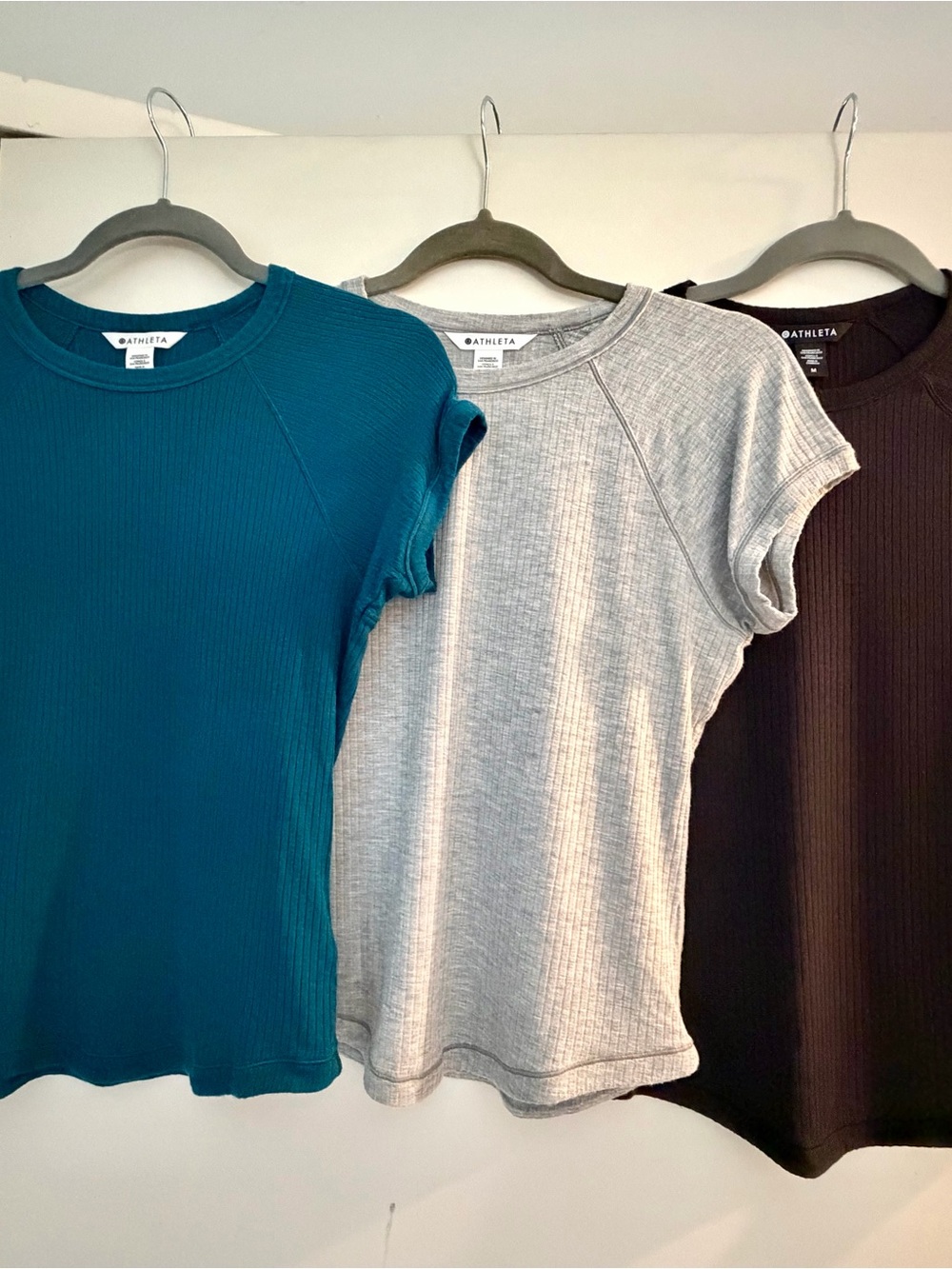 Athleta Ribbed Short Sleeve Tee Trio - Teal, Gray, Black